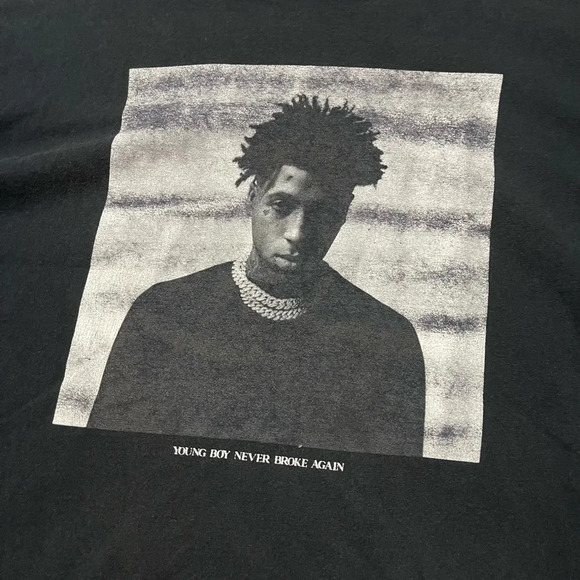 NBA YoungBoy Black and White Graphic tee faded worn in look men’s size x-large - Picture 3 of 7